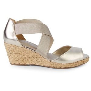 Bandolino | Champagne Metallic Espadrille Wedges